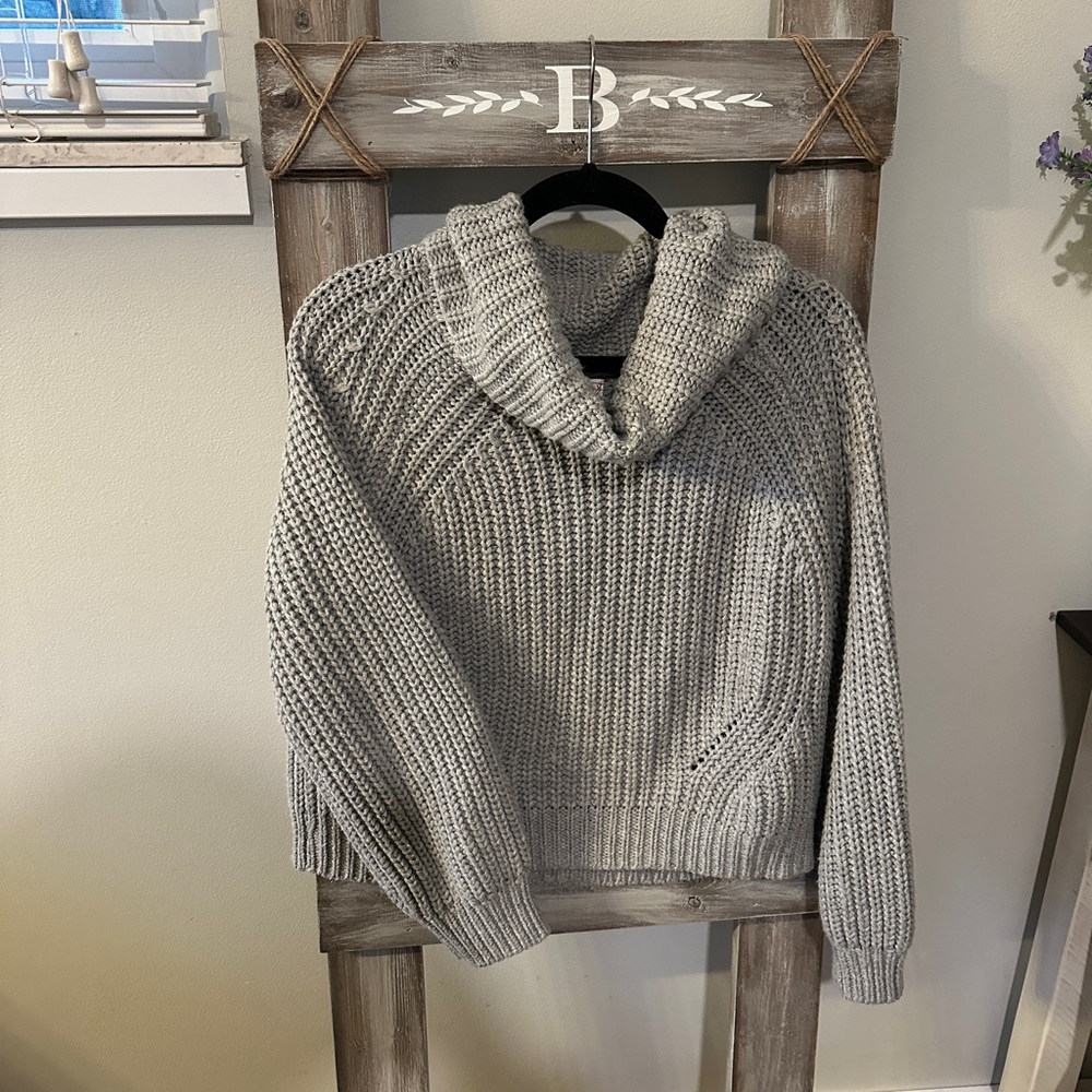 Pink Rose Cable Knit Turtle Neck Sweater